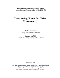 Constructing Norms for Global Cybersecurity