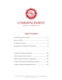 Dissertation/Project Titles in Commencement Program