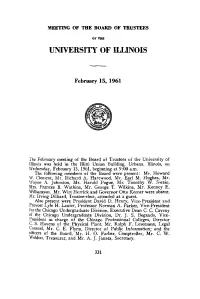 February 15, 1961, Minutes | UI Board of Trustees