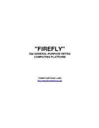 "Firefly" Z80 General-Purpose Retro Computing Platform