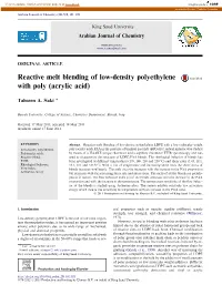 Reactive Melt Blending of Low-Density Polyethylene with Poly (Acrylic Acid)