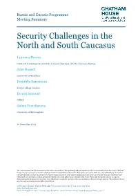 Security Challenges in the North and South Caucasus