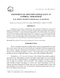 Assessment of Groundwater Quality at Sambhal, Moradabad D