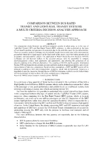Comparison Between Bus Rapid Transit and Light-Rail Transit Systems: a Multi-Criteria Decision Analysis Approach