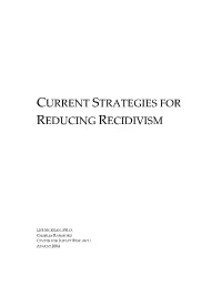 Current Strategies for Reducing Recidivism