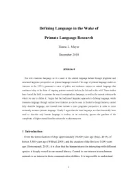 Defining Language in the Wake of Primate Language Research