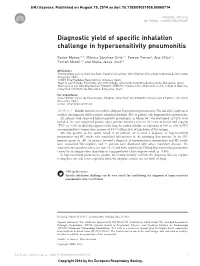 Diagnostic Yield of Specific Inhalation Challenge in Hypersensitivity Pneumonitis
