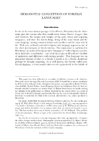 Herodotus' Conception of Foreign Languages