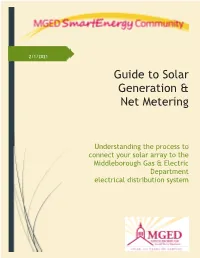 MGED Guide to Solar Generation & Net Metering