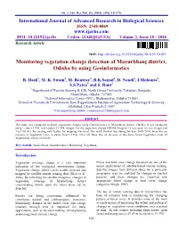 Monitoring Vegetation Change Detection of Mayurbhanj District, Odisha by Using Geoinformatics