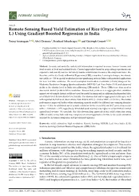 Remote Sensing Based Yield Estimation of Rice (Oryza Sativa L.) Using Gradient Boosted Regression in India