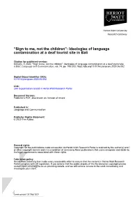&#X201c;Sign to Me, Not the Children&#X201d;: Ideologies of Language