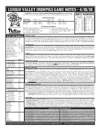 2018 LHV Game Notes 4-6.Indd