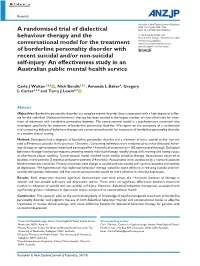 A Randomised Trial of Dialectical Behaviour Therapy and The