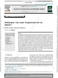 Amblyopia: Can Laser Acupuncture Be an Option?