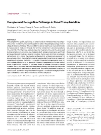 Complement Recognition Pathways in Renal Transplantation