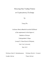 Detecting Fake Trading Volume on Cryptocurrency Exchange By