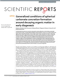 Generalized Conditions of Spherical Carbonate Concretion Formation