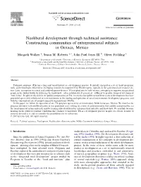 Neoliberal Development Through Technical Assistance: Constructing Communities of Entrepreneurial Subjects in Oaxaca, Mexico