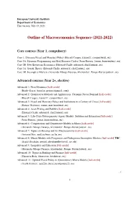 Outline of Macroeconomics Sequence (2021-2022)