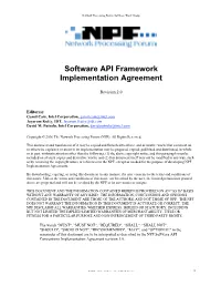 Software API Framework Implementation Agreement