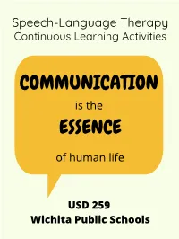 Speech-Language Therapy Continuous Learning Activities