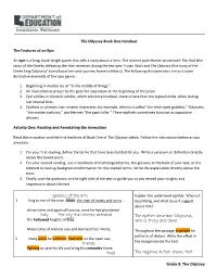 The Odyssey Book One Handout the Features of an Epic Activity