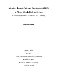 (TOD) in Metro-Manila Railway System
