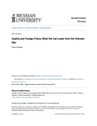 Apathy and Foreign Policy: What We Can Learn from the Vietnam War