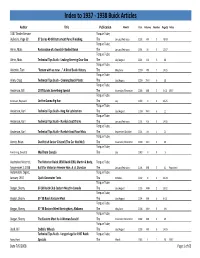 Index to 1937 ‐ 1938 Buick Articles