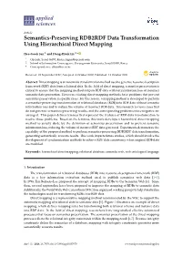 Semantics-Preserving RDB2RDF Data Transformation Using Hierarchical Direct Mapping