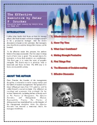 The Effective Executive by Peter F. Drucker Executive Book Summary by Junyin Ding for EADM 826