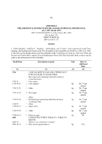 780 Appendix-I the Additional Duties of Excise