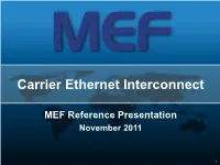 Carrier Ethernet Interconnect