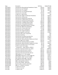 Dept. Description Std.Price Defaucptcode ANESTHESIA