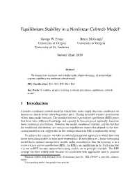 Equilibrium Stability in a Nonlinear Cobweb Model∗