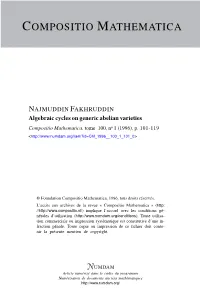 Algebraic Cycles on Generic Abelian Varieties Compositio Mathematica, Tome 100, No 1 (1996), P
