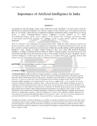 Importance of Artificial Intelligence in India