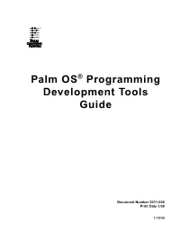 Palm OS Programming Development Tools Guide Palm Computing, Inc