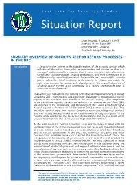Summary Overview of Security Sector Reform Processes in the Drc
