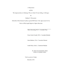 A Dissertation Entitled the Implementation of a Strategic Plan