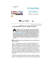 All Topics Menu an INTERVIEW with Dr. Philip Fearnside