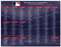 CHEAT SHEET for 2021 FANTASY DRAFTS 5X5 12-Team Mixed-League Cheat Sheet
