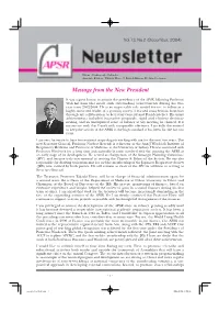 Message from the New President