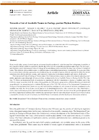 Towards a List of Available Names in Zoology, Partim Phylum Rotifera