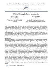 Whistle Blowing in India- Introspection