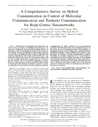 A Comprehensive Survey on Hybrid Communication in Context of Molecular Communication and Terahertz Communication for Body-Centri