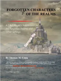 Forgotten Characters of the Realms