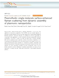 Plasmofluidic Single-Molecule Surface-Enhanced Raman