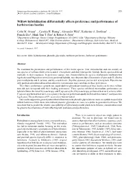 Willow Hybridization Differentially Affects Preference and Performance Of